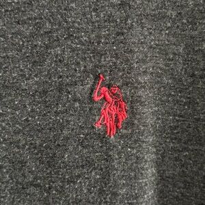 U.S. Polo Assn. Men’s Gray Long Sleeve T-Shirt with Red Trim (XL)